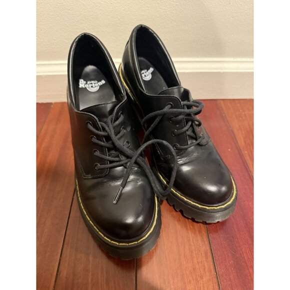 Dr. Doc Martens Salome Womens Size 7L Black Smooth Leather Platform Heels Shoes - Picture 3 of 13